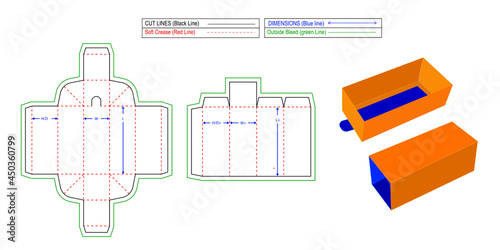 Drawer style sleeve gift box jewelry cardboard gift boxes, dieline template and 3D vector file