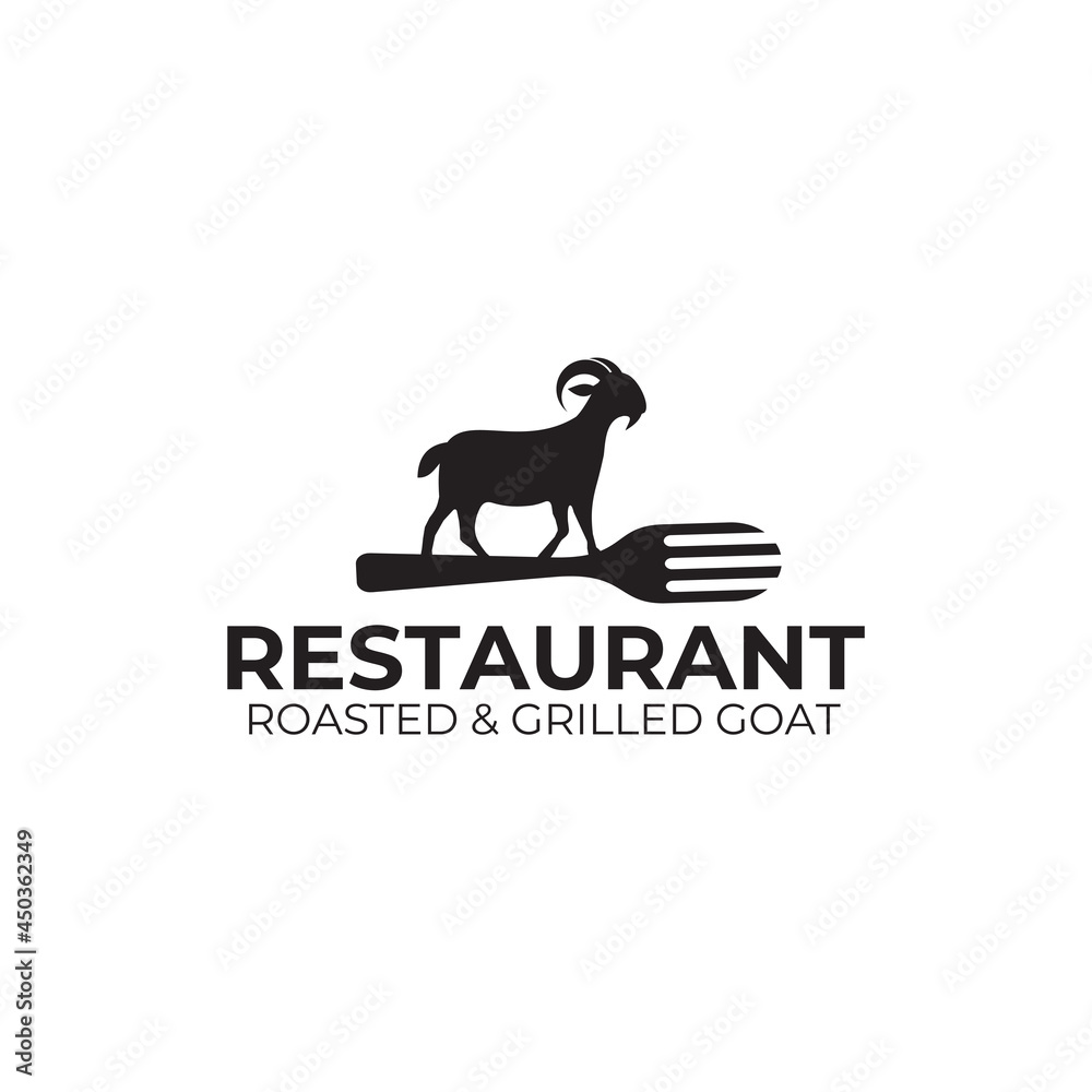 roasted goat restaurant logo design template