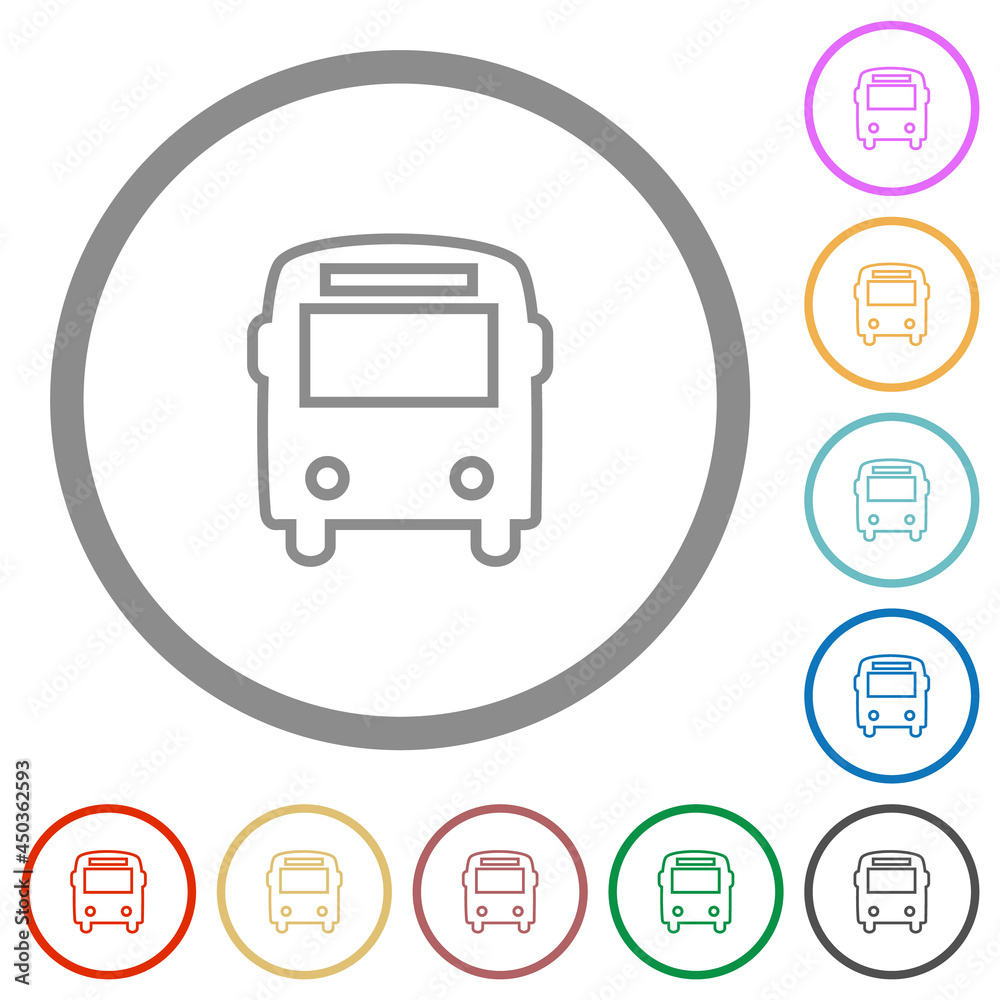 Bus front view outline flat icons with outlines Bus front view outline flat icons with outlines