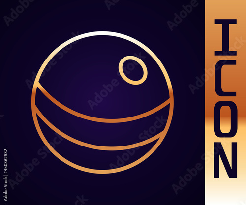 Gold line Beach ball icon isolated on black background. Children toy. Vector
