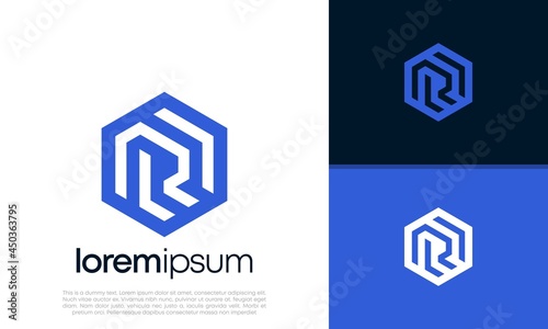Initials R D logo design. Initial Letter Logo. Hexagon logo design. 