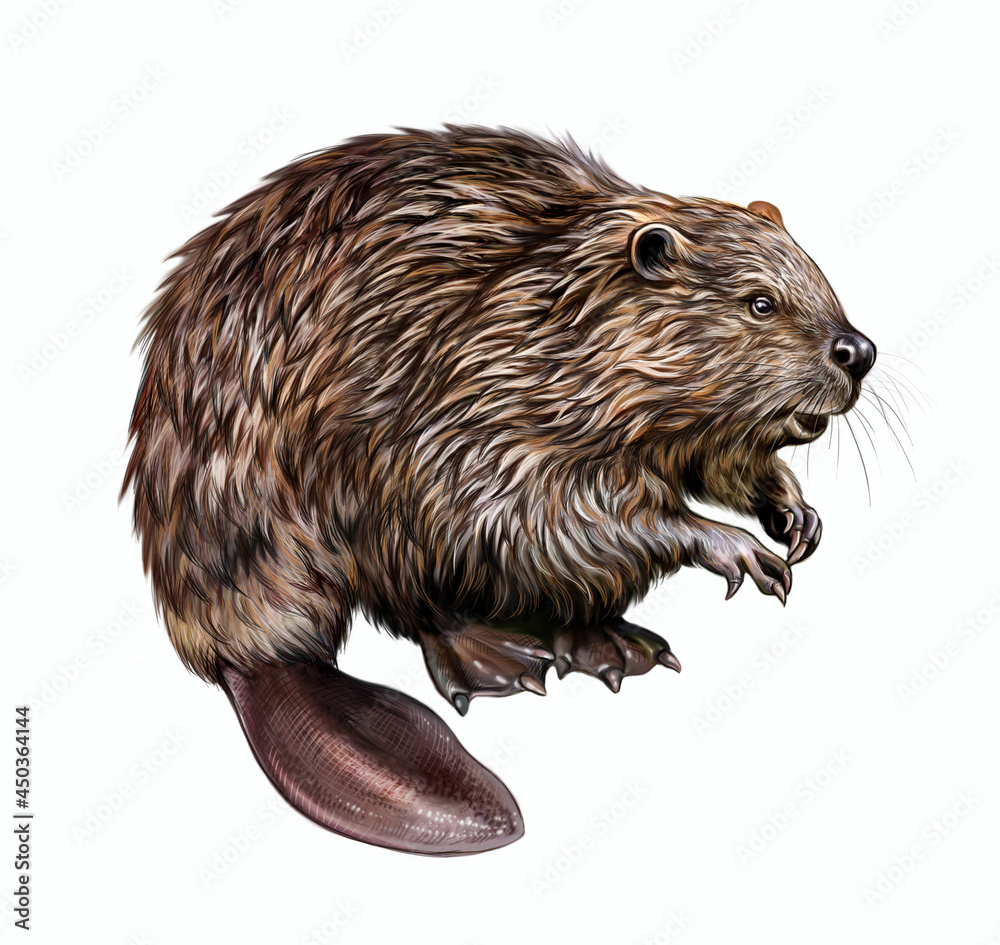 The North American beaver (Castor canadensis) - obrazy, fototapety, plakaty 