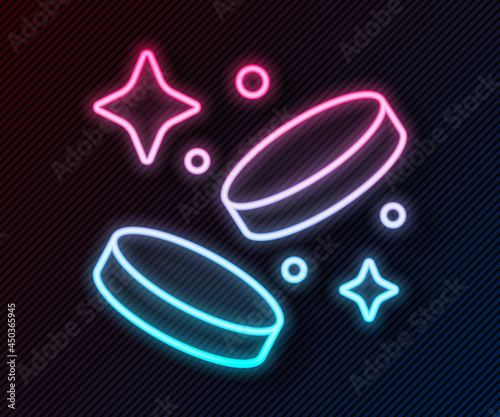 Glowing neon line Gold coin money icon isolated on black background. Banking currency sign. Cash symbol. Vector