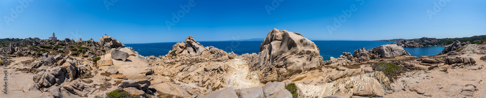 Panoramic view of rocks in an italian coast, Sardinia