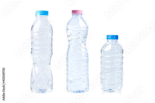 Plastic water bottle for drink isolated on white background.