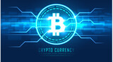 Bitcoin cryptocurrency with circuit graphic with sample texts, Vector illustrator