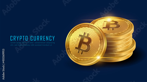 Concept art of a pile of bitcoin. Vector illustrator