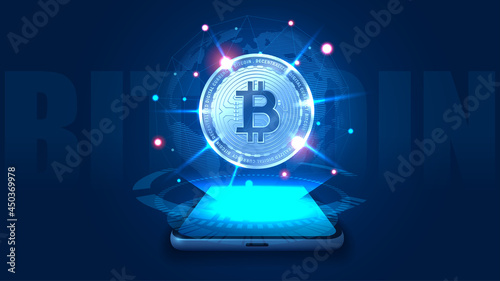 Concept art of a pile of bitcoin. Vector illustrator