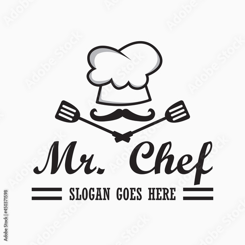 Mr. chef logo design template. food and restaurant logo. chef illustration vector