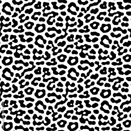Seamless black and white leopard spots background pattern