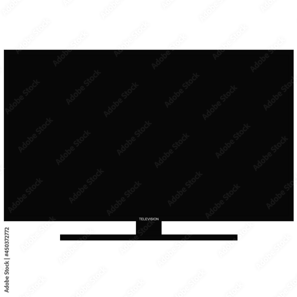 Vector black flat LED television in isolated with white background. Designer can be used to design with advertise or mockup. Is equipment in home for entertain in home with family Vector black flat LED television in isolated with white background. Designer can be used to design with advertise or mockup. Is equipment in home for entertain in home with family
