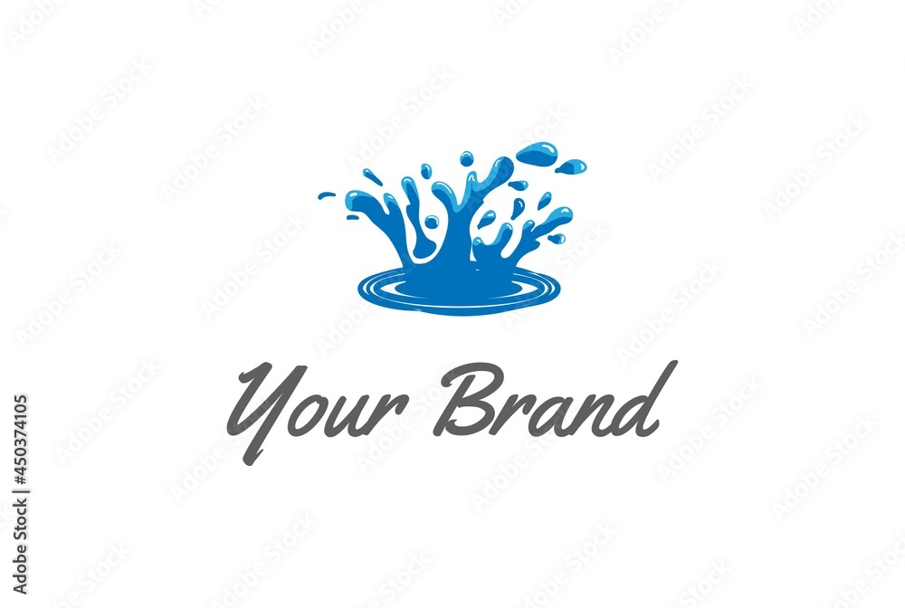 Obraz premium Blue Water Paint Milk Liquid Oil Splash Wave Logo Design Vector