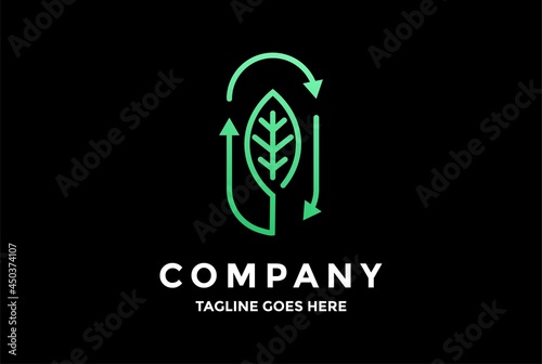 Simple Minimalist Recycle Leaf for Environment Logo Design Vector