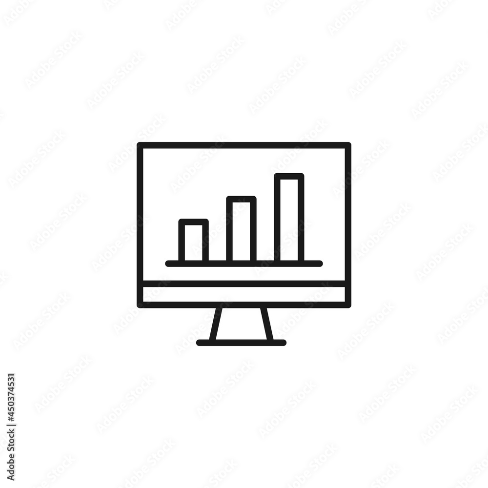 Line icon of growth chart on computer screen Line icon of growth chart on computer screen
