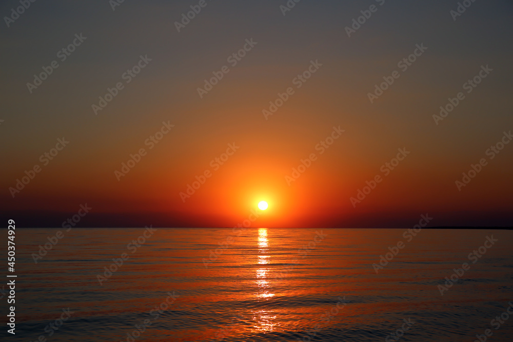 Majestic sunset on the sea