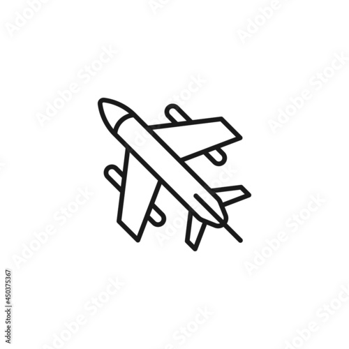 Line icon of airplane flying and leaving contrails