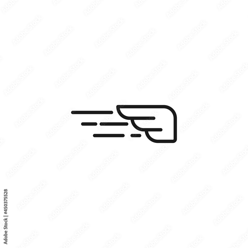 Line icon of small wing leaving contrails Line icon of small wing leaving contrails