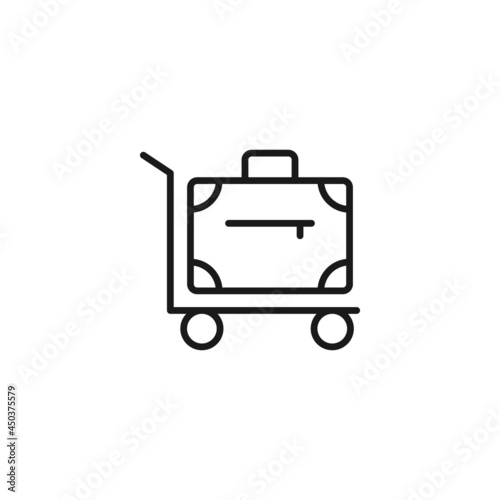 Line icon of luggage on special cart in airport