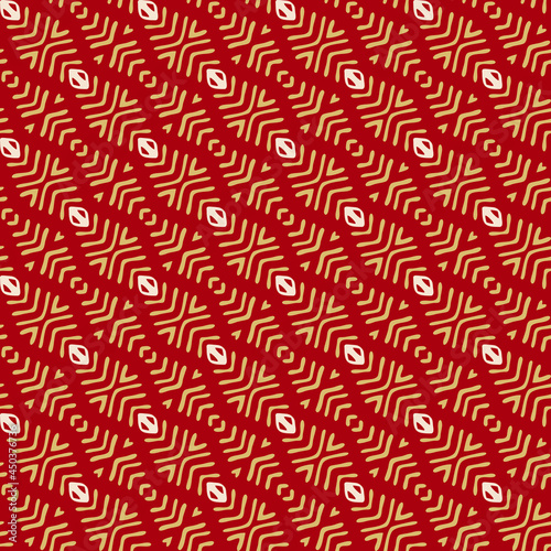 Seamless pattern with Ethnic motifs in 3 colors