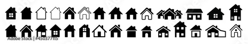 Home flat icon set vector illustration