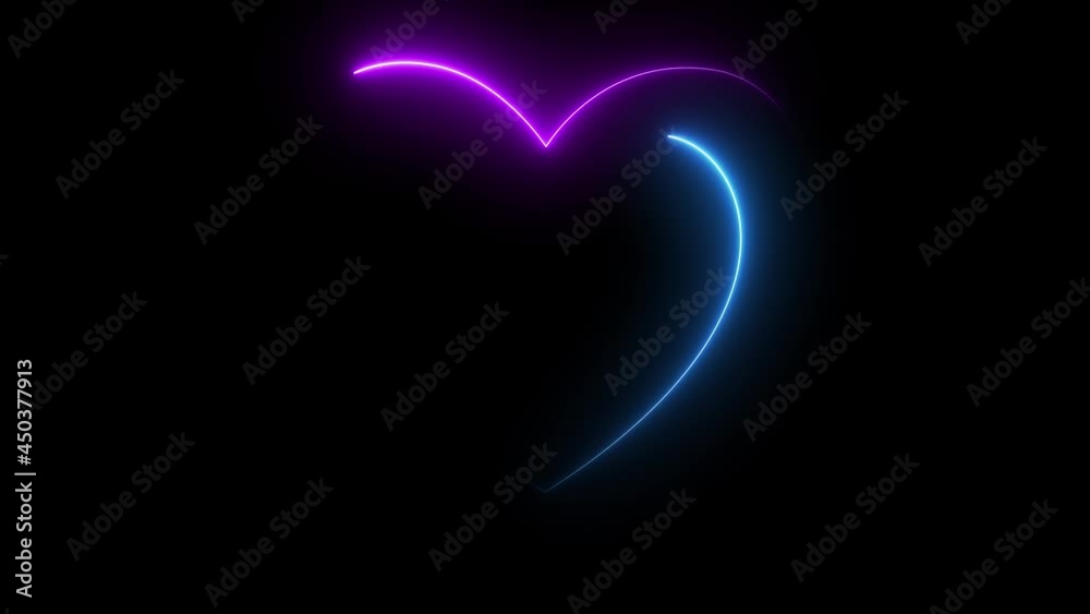 Neon pink heart shapes tunnel effect Valentine's Day video congratulation card abstract background design sign amazing cool 4k colorful abstract background heart beat line Animation.