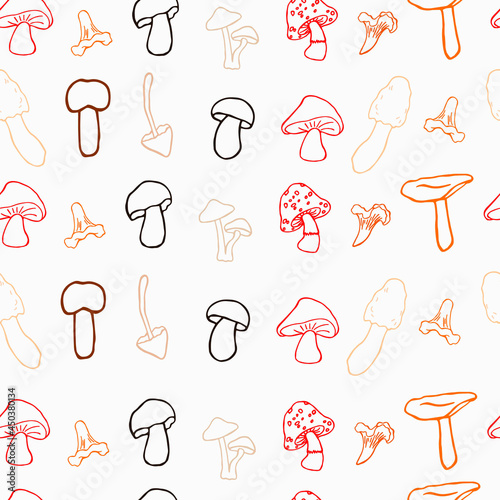 Mushrooms seamless pattern