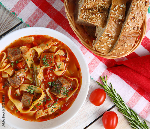 Oriental soup lagman