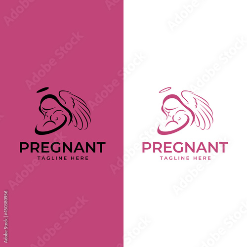 family and baby care logos and symbol collection. happy pregnant woman