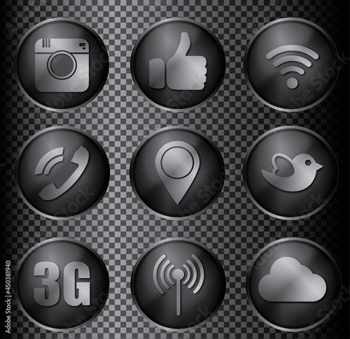 Icons for social networking vector illustration in flat