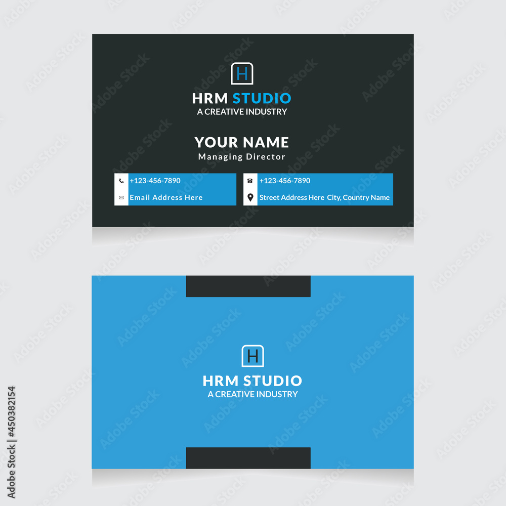 Modern Business Card Print Templates.Personal Visiting Card With Company Logo. Business Card Design Vector Illustration Stationery. Double Sided Business Card Flat. Modern Business Card Print Templates.Personal Visiting Card With Company Logo. Business Card Design Vector Illustration Stationery. Double Sided Business Card Flat.