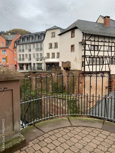 Saabburg, Germany May 25, 2020. The city is located on the Grundbach brook, which flows into the Saar River. The bridge of love, on which lovers close the locks, as a symbol of love and fidelity. 