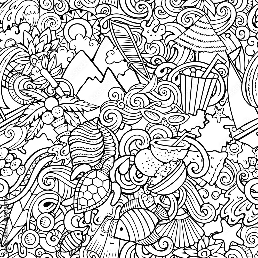 Cartoon doodles Mauritus seamless pattern. Cartoon doodles Mauritus seamless pattern.
