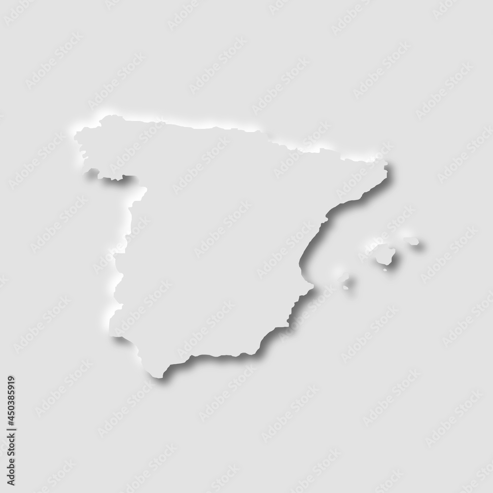 Spain map in neumorphism style, vector illustration