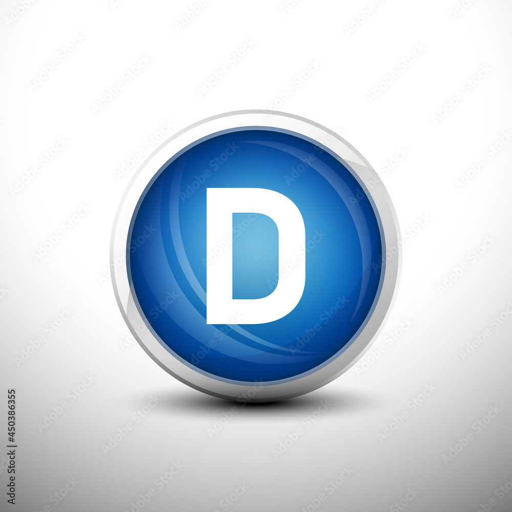 Letter D in 3D Shiny Blue Keys for web Icons, Education Icons and Alphabet Icons. Vector Illustration Letter D in 3D Shiny Blue Keys for web Icons, Education Icons and Alphabet Icons. Vector Illustration