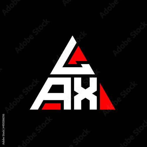 LAX triangle letter logo design with triangle shape. LAX triangle logo design monogram. LAX triangle vector logo template with red color. LAX triangular logo Simple, Elegant, and Luxurious Logo. LAX 