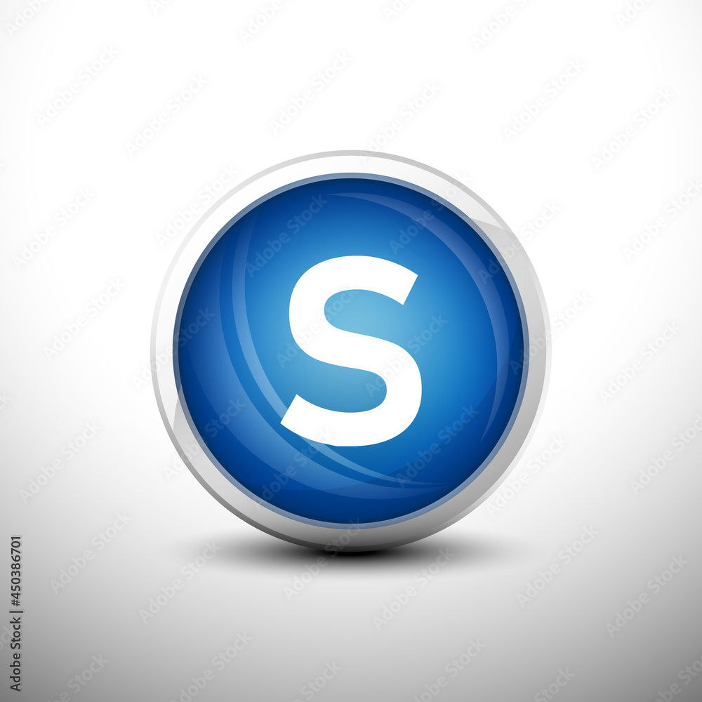 Letter S in 3D Shiny Blue Keys for web Icons, Education Icons and Alphabet Icons. Vector Illustration Letter S in 3D Shiny Blue Keys for web Icons, Education Icons and Alphabet Icons. Vector Illustration