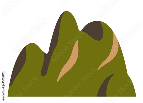 Top mountain China hill peaks vector logo silhouette illustration. Outdoor isolated sun landscape icon element. Nature travel, climbing, camping, tourism, hiking hills poster design badge.
