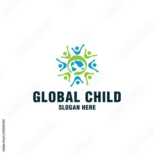 Global child logo template on modern style