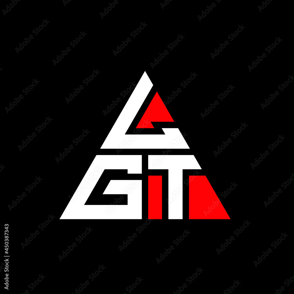 LGT triangle letter logo design with triangle shape. LGT triangle logo design monogram. LGT triangle vector logo template with red color. LGT triangular logo Simple, Elegant, and Luxurious Logo. LGT 