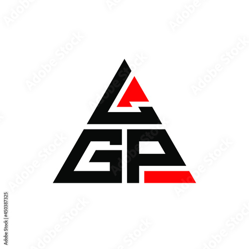 LGP triangle letter logo design with triangle shape. LGP triangle logo design monogram. LGP triangle vector logo template with red color. LGP triangular logo Simple, Elegant, and Luxurious Logo. LGP  photo