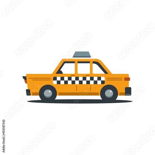 Vector Illustration of vintage yellow New York Taxi. Retro taxi cab vector simple cartoon 
