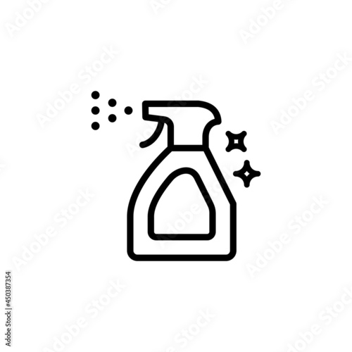 Anti bacterial alcohol icon vector line, Disinfectant bottle vector in simple outline concept. Household Chemicals icon. 