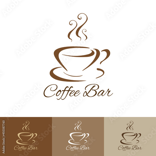 Coffee shop logo design template retro style. Vintage Design for Logotype  Label  Badge and brand design. Hand drawn coffee cup vector illustration