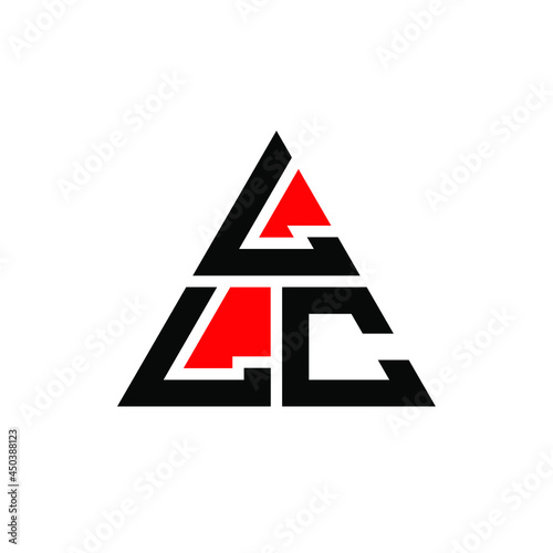 LLC triangle letter logo design with triangle shape. LLC triangle logo design monogram. LLC triangle vector logo template with red color. LLC triangular logo Simple, Elegant, and Luxurious Logo. LLC 