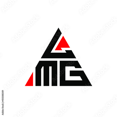 LMG triangle letter logo design with triangle shape. LMG triangle logo design monogram. LMG triangle vector logo template with red color. LMG triangular logo Simple, Elegant, and Luxurious Logo. LMG  photo