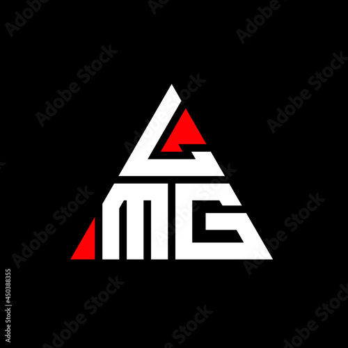 LMG triangle letter logo design with triangle shape. LMG triangle logo design monogram. LMG triangle vector logo template with red color. LMG triangular logo Simple, Elegant, and Luxurious Logo. LMG  photo