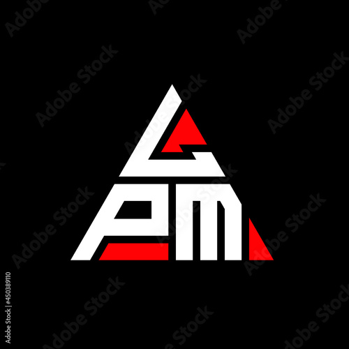 LPM triangle letter logo design with triangle shape. LPM triangle logo design monogram. LPM triangle vector logo template with red color. LPM triangular logo Simple, Elegant, and Luxurious Logo. LPM  photo