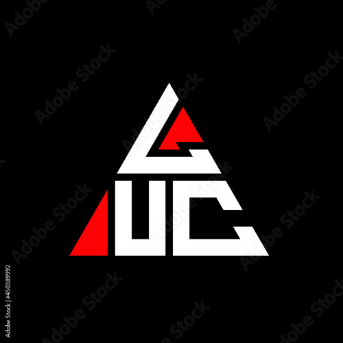 LUC triangle letter logo design with triangle shape. LUC triangle logo design monogram. LUC triangle vector logo template with red color. LUC triangular logo Simple, Elegant, and Luxurious Logo. LUC  photo