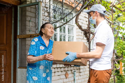food delivery man for an elderly woman