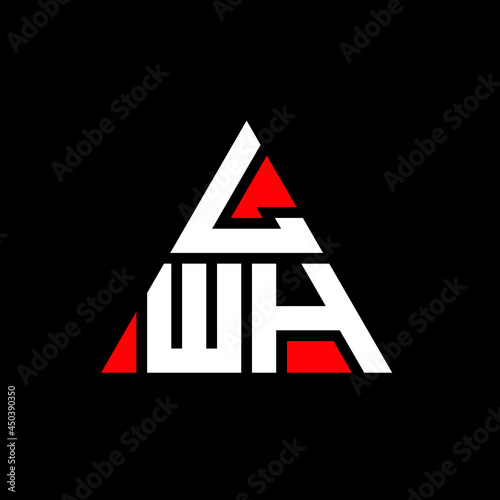 LWH triangle letter logo design with triangle shape. LWH triangle logo design monogram. LWH triangle vector logo template with red color. LWH triangular logo Simple, Elegant, and Luxurious Logo. LWH  photo